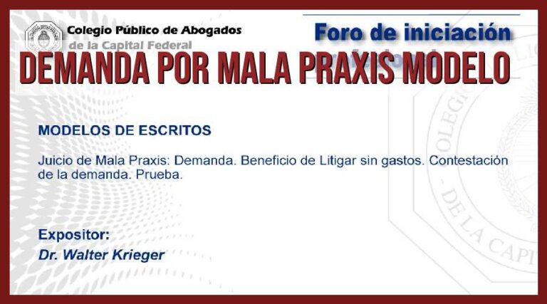 Demanda por mala praxis: Modelo legal y compensación